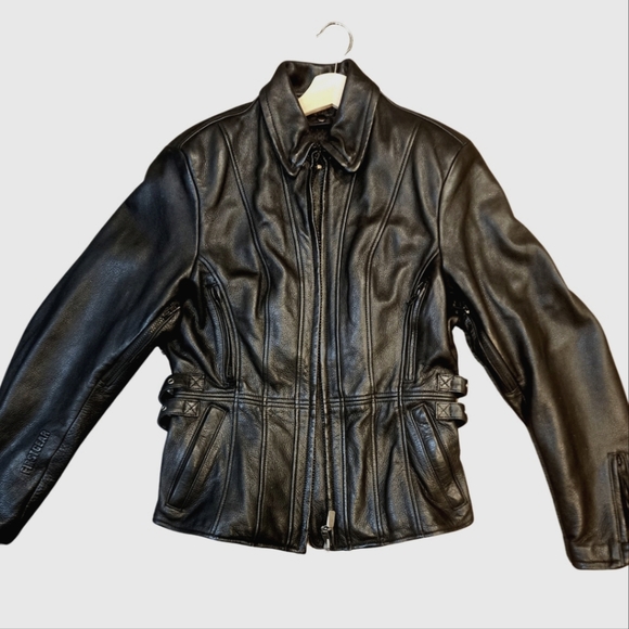 First Gear Womens Heavy Duty Vented Padded Leather Motorcycle Jacket - Picture 1 of 13